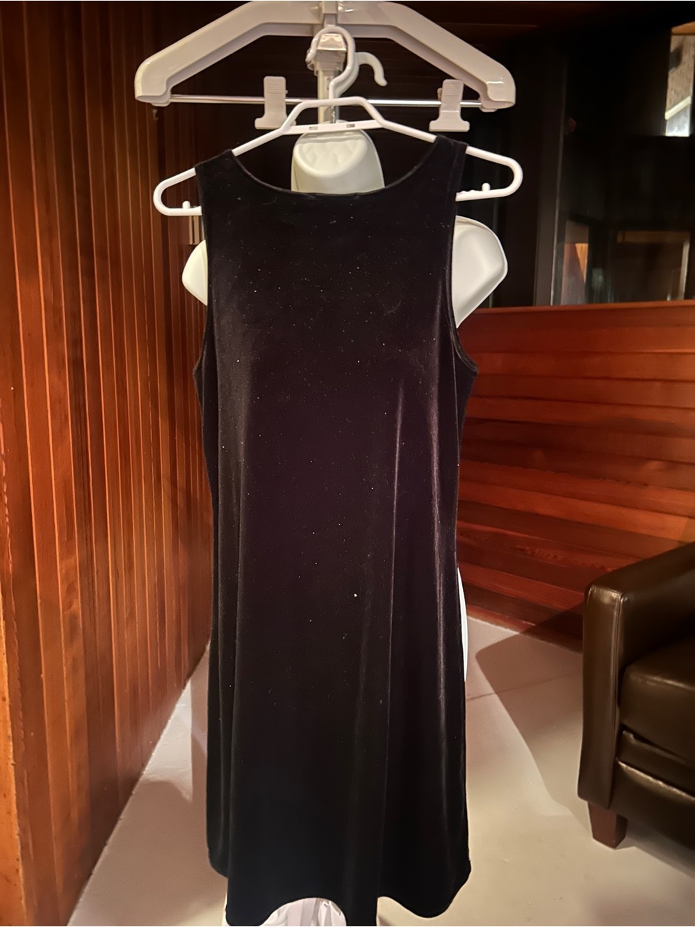 Velvet Sleeveless Mini Dress in Black